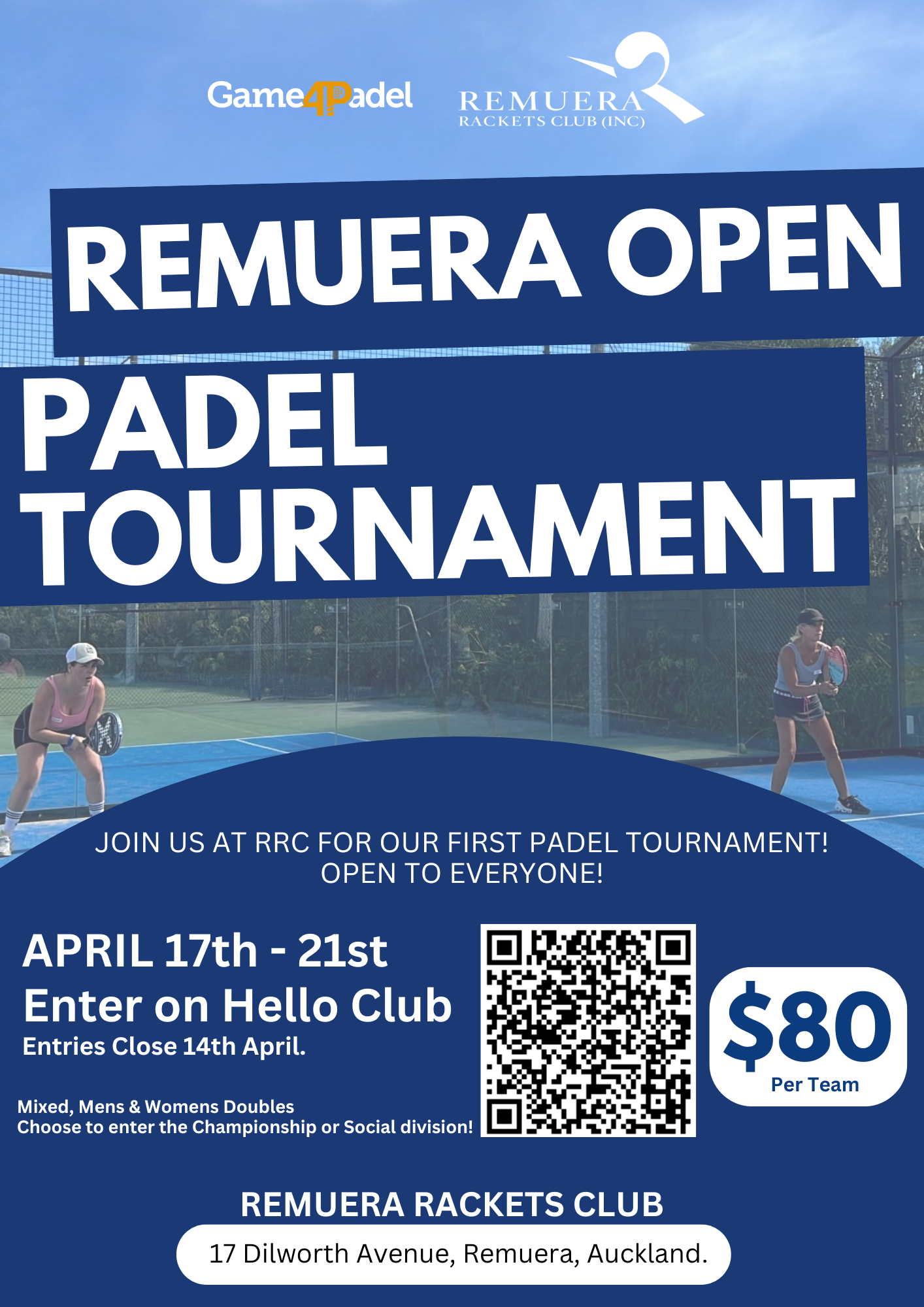 Remuera Open Padel Tournament - Remuera Rackets Club